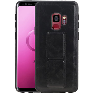 Grip Stand Hardcase Backcover - Telefoonhoesje - Achterkant Hoesje - Geschikt voor Samsung Galaxy S9 - Zwart