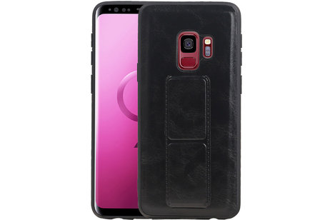 Grip Stand Hardcase Backcover - Telefoonhoesje - Achterkant Hoesje - Geschikt voor Samsung Galaxy S9 - Zwart