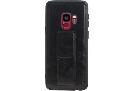 Grip Stand Hardcase Backcover - Telefoonhoesje - Achterkant Hoesje - Geschikt voor Samsung Galaxy S9 - Zwart