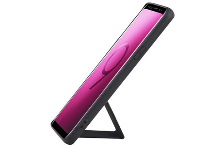 Grip Stand Hardcase Backcover - Telefoonhoesje - Achterkant Hoesje - Geschikt voor Samsung Galaxy S9 - Zwart