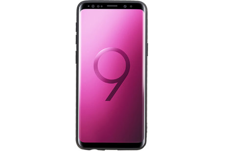 Grip Stand Hardcase Backcover - Telefoonhoesje - Achterkant Hoesje - Geschikt voor Samsung Galaxy S9 - Zwart