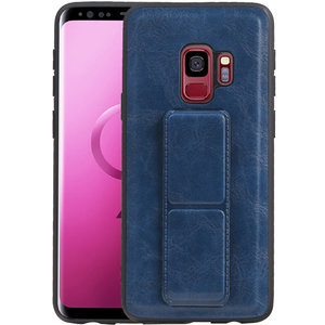 Grip Stand Hardcase Backcover - Telefoonhoesje - Achterkant Hoesje - Geschikt voor Samsung Galaxy S9 - Blauw