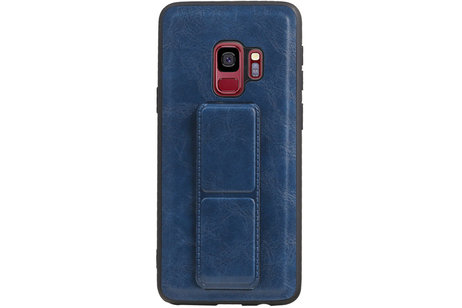 Grip Stand Hardcase Backcover - Telefoonhoesje - Achterkant Hoesje - Geschikt voor Samsung Galaxy S9 - Blauw