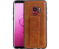 Grip Stand Hardcase Backcover - Telefoonhoesje - Achterkant Hoesje - Geschikt voor Samsung Galaxy S9 - Bruin