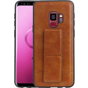 BAOHU Grip Stand Hardcase Backcover - Telefoonhoesje - Achterkant Hoesje - Geschikt voor Samsung Galaxy S9 - Bruin