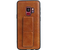 BAOHU Grip Stand Hardcase Backcover - Telefoonhoesje - Achterkant Hoesje - Geschikt voor Samsung Galaxy S9 - Bruin