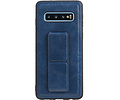 BAOHU Grip Stand Hardcase Backcover - Telefoonhoesje - Achterkant Hoesje - Geschikt voor Samsung Galaxy S10 - Blauw