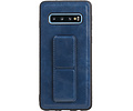 Grip Stand Hardcase Backcover - Telefoonhoesje - Achterkant Hoesje - Geschikt voor Samsung Galaxy S10 - Blauw