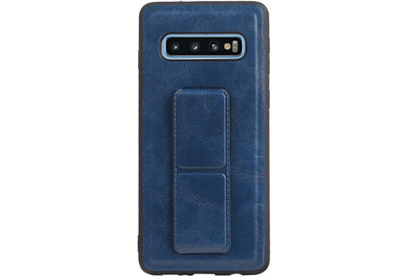 Grip Stand Hardcase Backcover - Telefoonhoesje - Achterkant Hoesje - Geschikt voor Samsung Galaxy S10 - Blauw