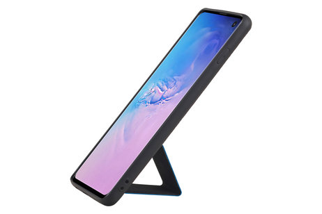 Grip Stand Hardcase Backcover - Telefoonhoesje - Achterkant Hoesje - Geschikt voor Samsung Galaxy S10 - Blauw