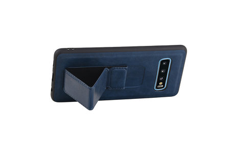 Grip Stand Hardcase Backcover - Telefoonhoesje - Achterkant Hoesje - Geschikt voor Samsung Galaxy S10 - Blauw