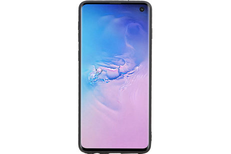 Grip Stand Hardcase Backcover - Telefoonhoesje - Achterkant Hoesje - Geschikt voor Samsung Galaxy S10 - Blauw