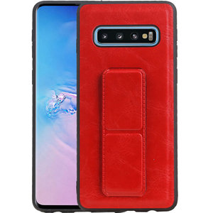 Grip Stand Hardcase Backcover - Telefoonhoesje - Achterkant Hoesje - Geschikt voor Samsung Galaxy S10 - Rood