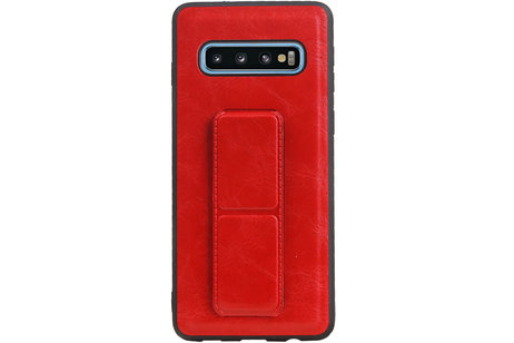 Grip Stand Hardcase Backcover - Telefoonhoesje - Achterkant Hoesje - Geschikt voor Samsung Galaxy S10 - Rood