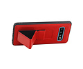 Grip Stand Hardcase Backcover - Telefoonhoesje - Achterkant Hoesje - Geschikt voor Samsung Galaxy S10 - Rood