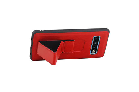 Grip Stand Hardcase Backcover - Telefoonhoesje - Achterkant Hoesje - Geschikt voor Samsung Galaxy S10 - Rood