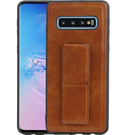 Grip Stand Hardcase Backcover Samsung Galaxy S10 Bruin