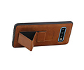 Grip Stand Hardcase Backcover - Telefoonhoesje - Achterkant Hoesje - Geschikt voor Samsung Galaxy S10 - Bruin