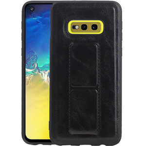 Grip Stand Hardcase Backcover - Telefoonhoesje - Achterkant Hoesje - Geschikt voor Samsung Galaxy S10E - Zwart