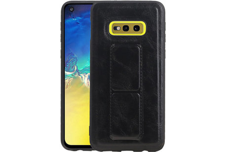 Grip Stand Hardcase Backcover - Telefoonhoesje - Achterkant Hoesje - Geschikt voor Samsung Galaxy S10E - Zwart