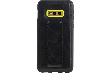 Grip Stand Hardcase Backcover - Telefoonhoesje - Achterkant Hoesje - Geschikt voor Samsung Galaxy S10E - Zwart