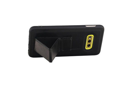 Grip Stand Hardcase Backcover - Telefoonhoesje - Achterkant Hoesje - Geschikt voor Samsung Galaxy S10E - Zwart