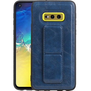 Grip Stand Hardcase Backcover - Telefoonhoesje - Achterkant Hoesje - Geschikt voor Samsung Galaxy S10E - Blauw