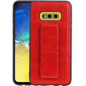Grip Stand Hardcase Backcover - Telefoonhoesje - Achterkant Hoesje - Geschikt voor Samsung Galaxy S10E - Rood