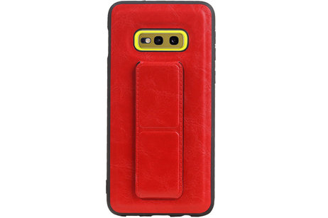 Grip Stand Hardcase Backcover - Telefoonhoesje - Achterkant Hoesje - Geschikt voor Samsung Galaxy S10E - Rood