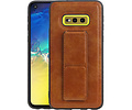 BAOHU Grip Stand Hardcase Backcover - Telefoonhoesje - Achterkant Hoesje - Geschikt voor Samsung Galaxy S10E - Bruin
