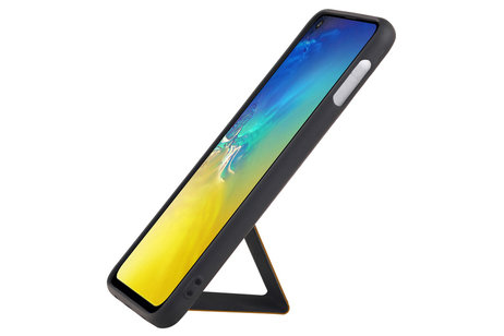 BAOHU Grip Stand Hardcase Backcover - Telefoonhoesje - Achterkant Hoesje - Geschikt voor Samsung Galaxy S10E - Bruin