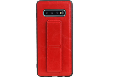 Grip Stand Hardcase Backcover - Telefoonhoesje - Achterkant Hoesje - Geschikt voor Samsung Galaxy S10 Plus - Rood