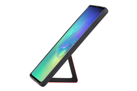 Grip Stand Hardcase Backcover - Telefoonhoesje - Achterkant Hoesje - Geschikt voor Samsung Galaxy S10 Plus - Rood