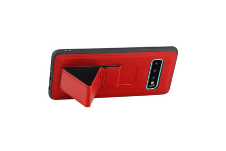 Grip Stand Hardcase Backcover - Telefoonhoesje - Achterkant Hoesje - Geschikt voor Samsung Galaxy S10 Plus - Rood