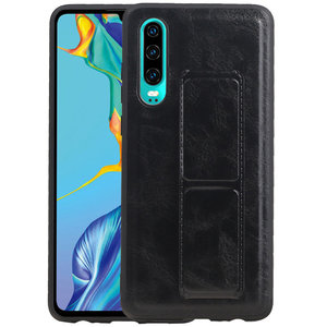 BAOHU Grip Stand Hardcase Backcover - Telefoonhoesje - Achterkant Hoesje - Geschikt voor Huawei P30 - Zwart
