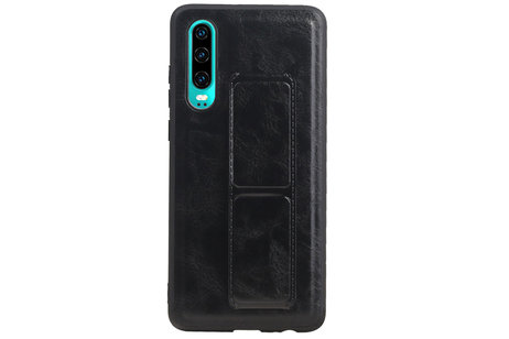 Grip Stand Hardcase Backcover - Telefoonhoesje - Achterkant Hoesje - Geschikt voor Huawei P30 - Zwart