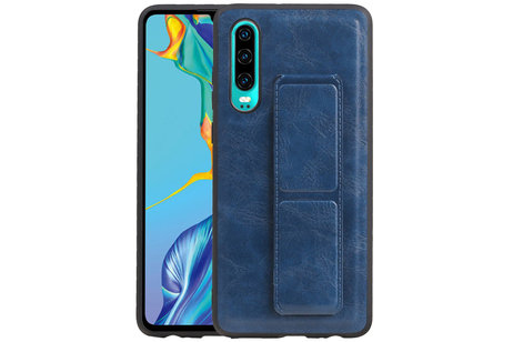 Grip Stand Hardcase Backcover - Telefoonhoesje - Achterkant Hoesje - Geschikt voor Huawei P30 - Blauw