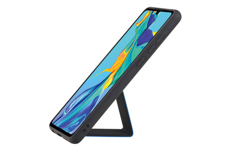 Grip Stand Hardcase Backcover - Telefoonhoesje - Achterkant Hoesje - Geschikt voor Huawei P30 - Blauw