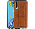 Grip Stand Hardcase Backcover - Telefoonhoesje - Achterkant Hoesje - Geschikt voor Huawei P30 - Bruin