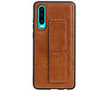 Grip Stand Hardcase Backcover - Telefoonhoesje - Achterkant Hoesje - Geschikt voor Huawei P30 - Bruin