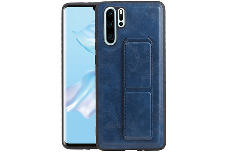 Grip Stand Hardcase Backcover - Telefoonhoesje - Achterkant Hoesje - Geschikt voor Huawei P30 Pro - Blauw