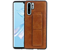 Grip Stand Hardcase Backcover - Telefoonhoesje - Achterkant Hoesje - Geschikt voor Huawei P30 Pro - Bruin