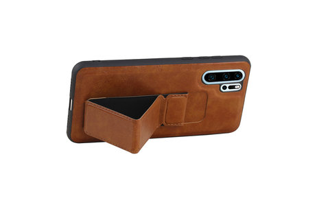 Grip Stand Hardcase Backcover - Telefoonhoesje - Achterkant Hoesje - Geschikt voor Huawei P30 Pro - Bruin