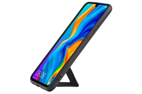 Grip Stand Hardcase Backcover - Telefoonhoesje - Achterkant Hoesje - Geschikt voor Huawei P30 Lite / Nova 4E - Zwart