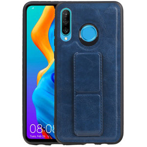 Grip Stand Hardcase Backcover - Telefoonhoesje - Achterkant Hoesje - Geschikt voor Huawei P30 Lite / Nova 4E - Blauw