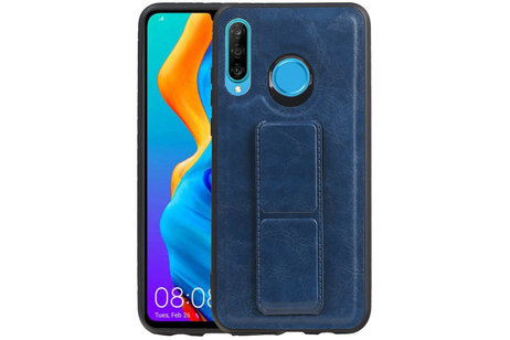 Grip Stand Hardcase Backcover - Telefoonhoesje - Achterkant Hoesje - Geschikt voor Huawei P30 Lite / Nova 4E - Blauw