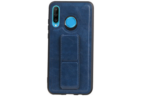 Grip Stand Hardcase Backcover - Telefoonhoesje - Achterkant Hoesje - Geschikt voor Huawei P30 Lite / Nova 4E - Blauw