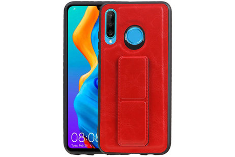 BAOHU Grip Stand Hardcase Backcover - Telefoonhoesje - Achterkant Hoesje - Geschikt voor Huawei P30 Lite / Nova 4E - Rood