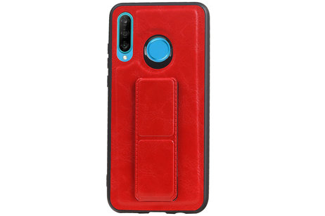 BAOHU Grip Stand Hardcase Backcover - Telefoonhoesje - Achterkant Hoesje - Geschikt voor Huawei P30 Lite / Nova 4E - Rood