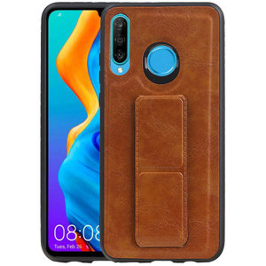 BAOHU Grip Stand Hardcase Backcover - Telefoonhoesje - Achterkant Hoesje - Geschikt voor Huawei P30 Lite / Nova 4E - Bruin